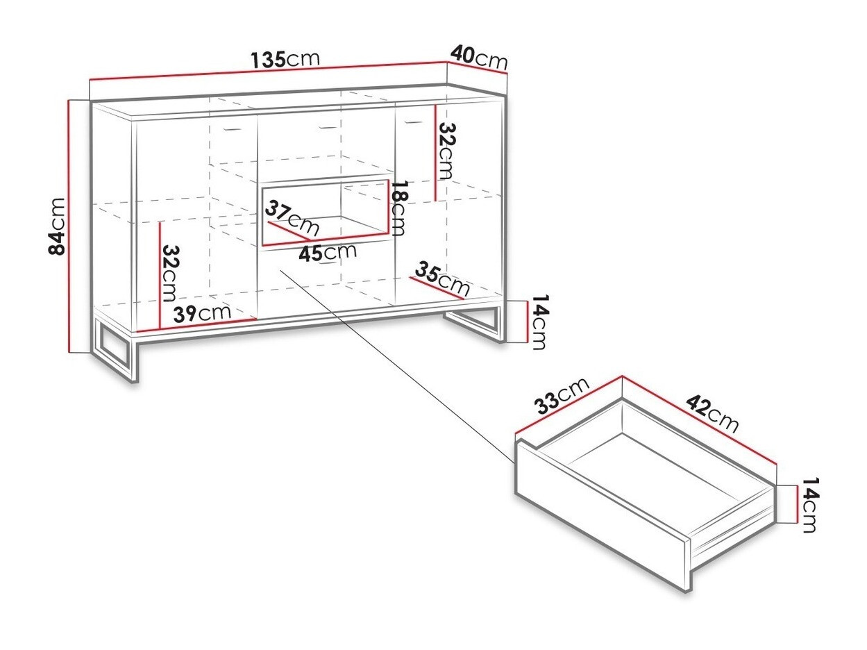 Ladekast Baltesi 104 (Wit + Artisan eiken)
