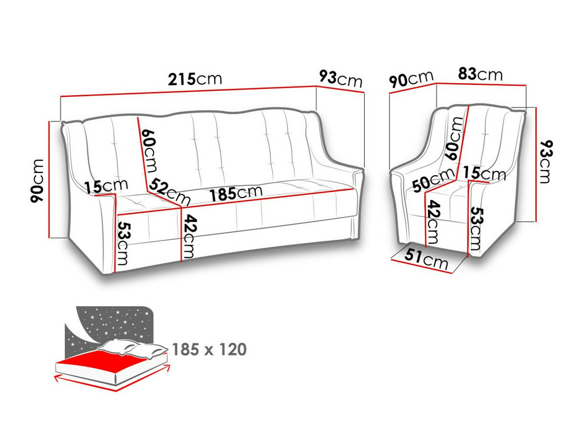 Gestoffeerde meubelset Providence 110 (Ibiza 17 + Ibiza 15)