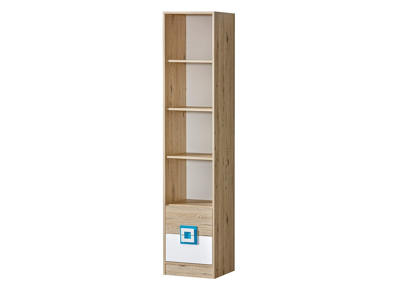 Boekenkast Balvire 107 (Licht eiken + Wit + Turquoise)