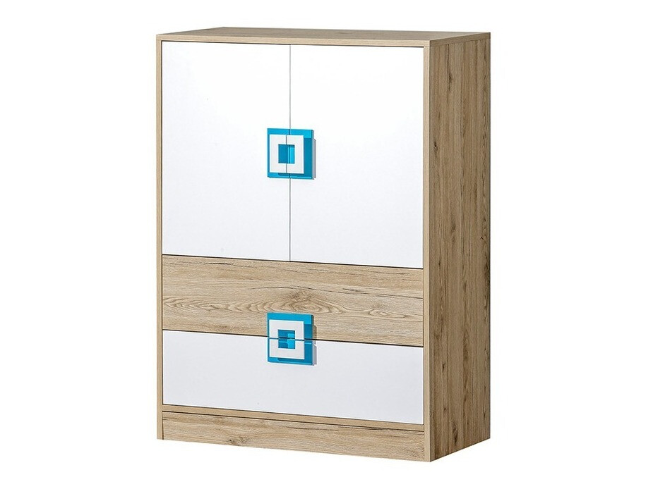 Ladekast Balvire 109 (Licht eiken + Wit + Turquoise)