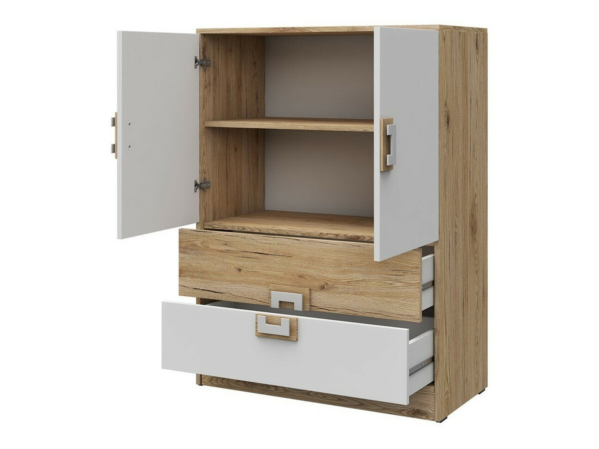 Ladekast Balvire 109 (Licht eiken + Wit)