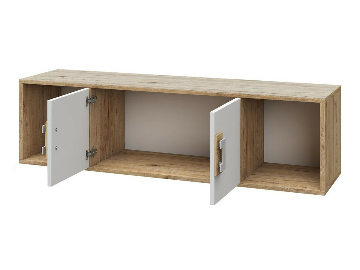 Wandplank Balvire 112 (Licht eiken + Wit + Grijs)