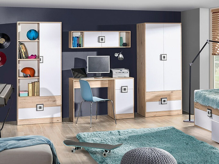 Boekenkast Balvire 105 (Licht eiken + Wit)