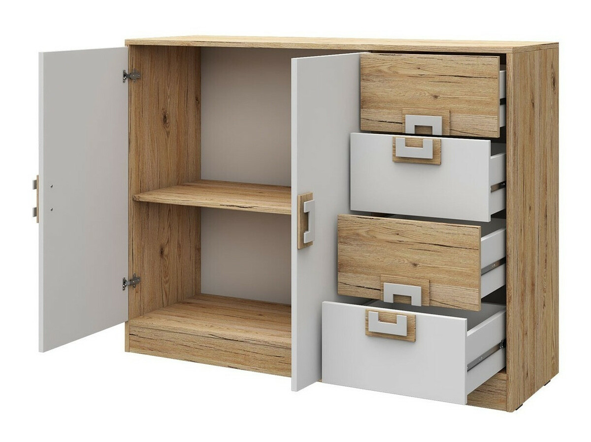 De reeks van de kinderkamer Balvire 114 (Licht eiken + Wit + Grijs)