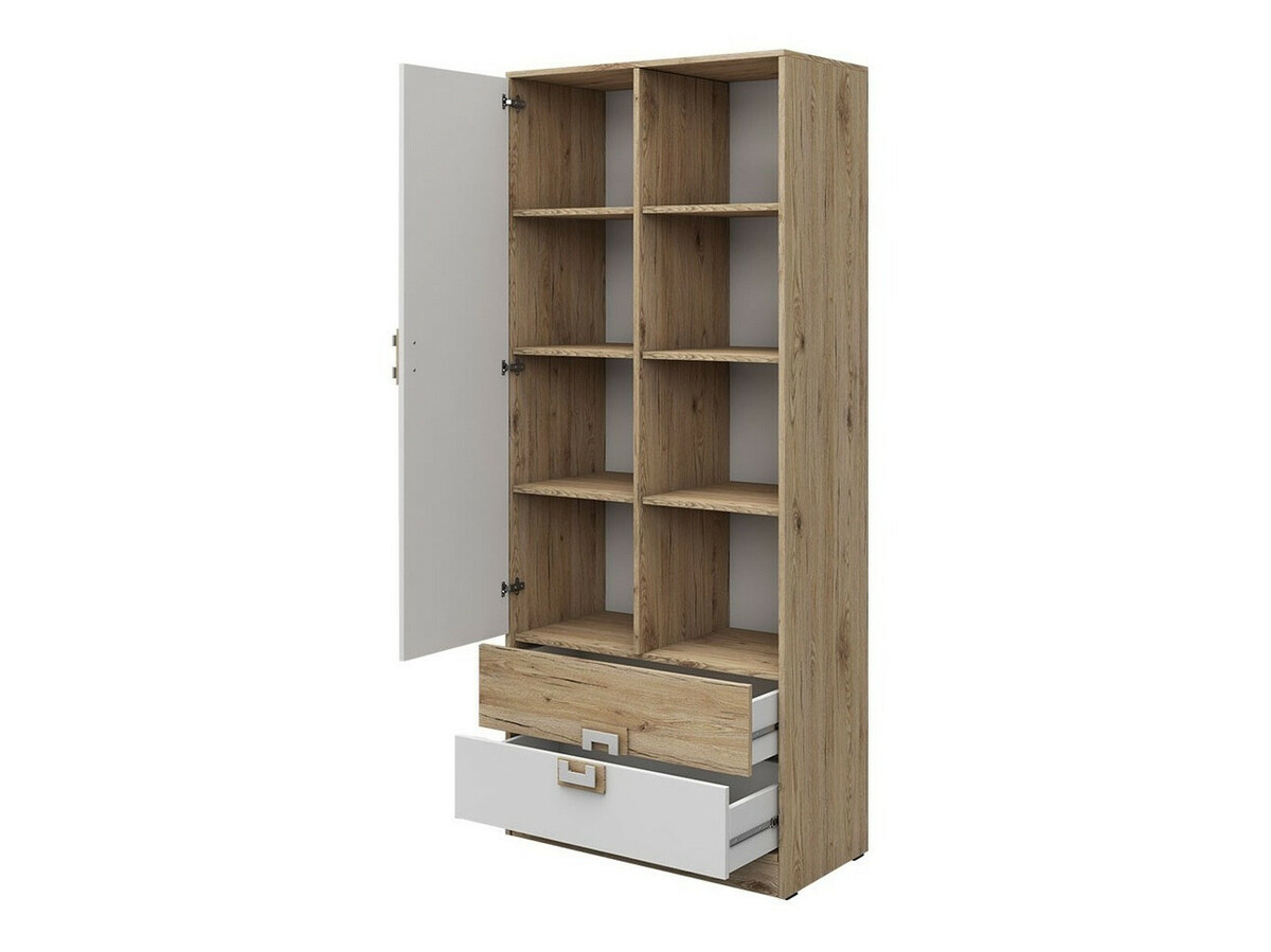 De reeks van de kinderkamer Balvire 116 (Licht eiken + Wit + Grijs)