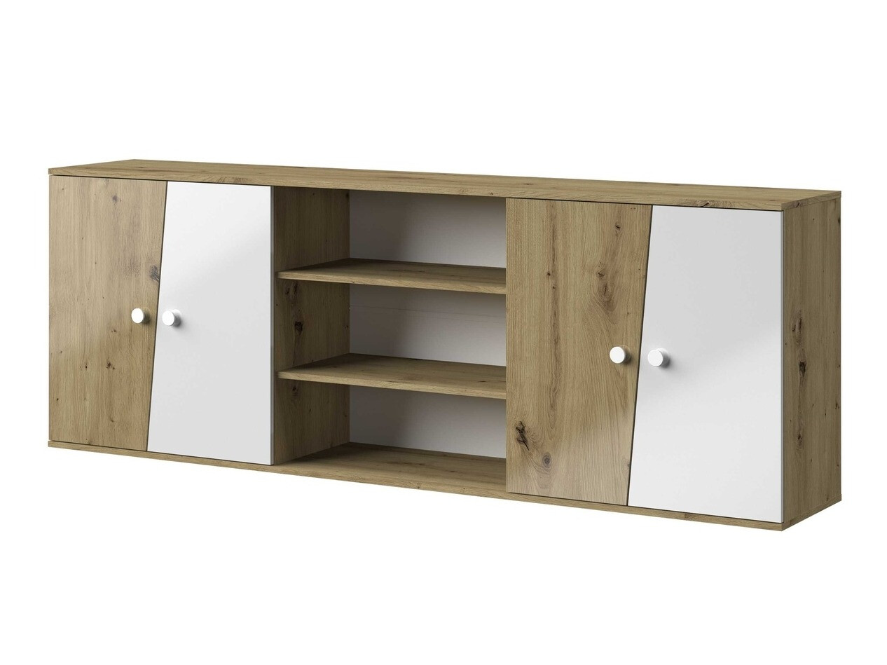 Wandkast Mirelbu 115 (Artisan eiken + Glanzend wit)