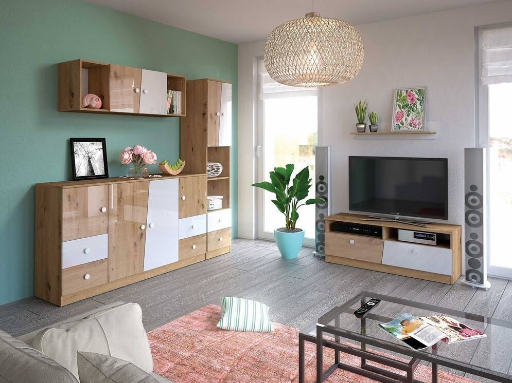 TV-meubel Mirelbu 107 (Artisan eiken + Wit + Zwart)