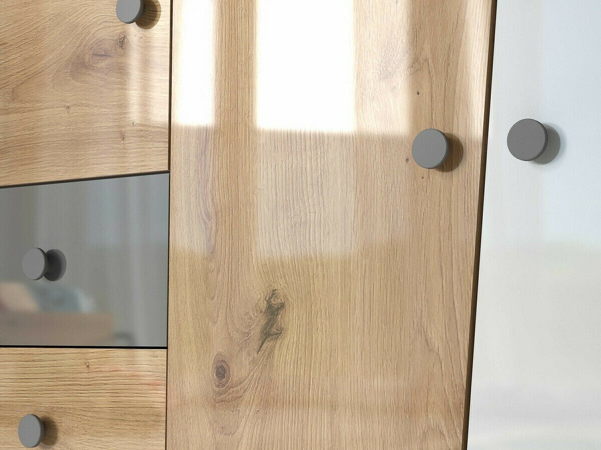 Boekenkast Mirelbu 104 (Artisan eiken + Glanzend wit + Grijs met glans)