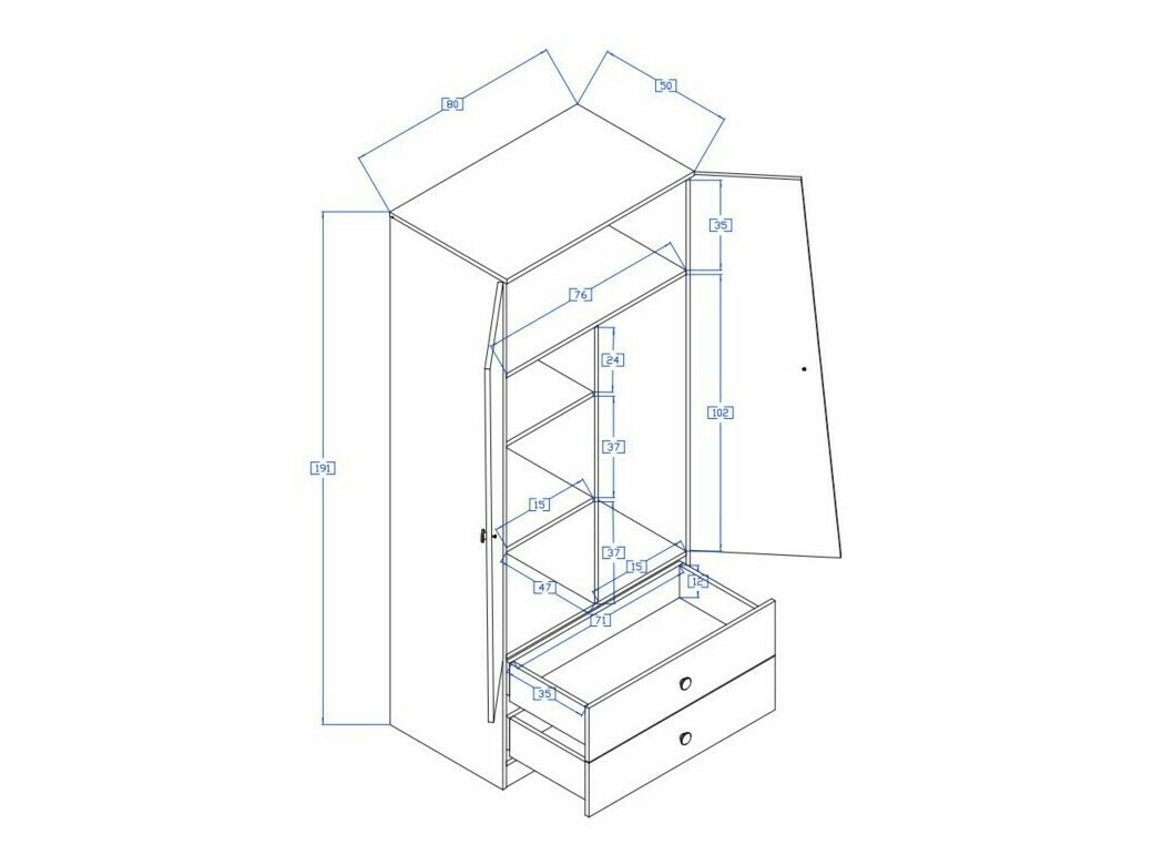 Kledingkast Mirelbu 100 (Artisan eiken + Glanzend wit + Grijs met glans)
