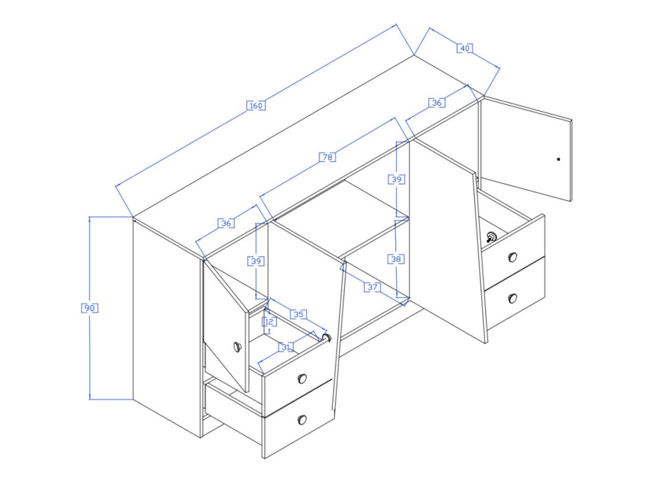 Ladekast Mirelbu 105 (Artisan eiken + Glanzend wit)