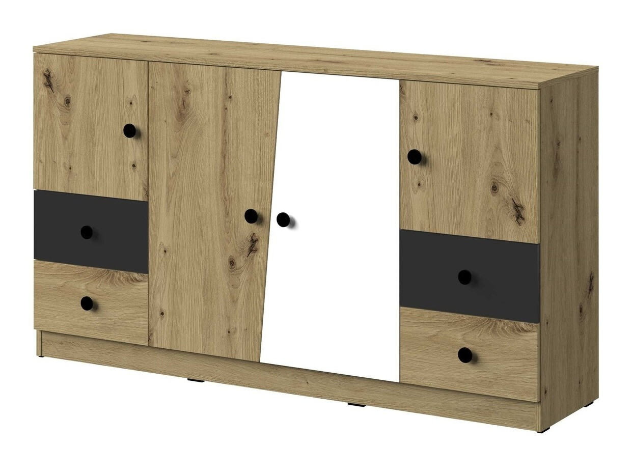 Ladekast Mirelbu 105 (Artisan eiken + Wit + Zwart)