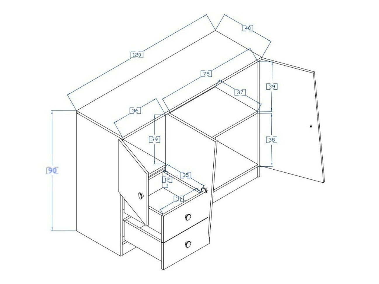 Ladekast Mirelbu 106 (Artisan eiken + Glanzend wit + Grijs met glans)
