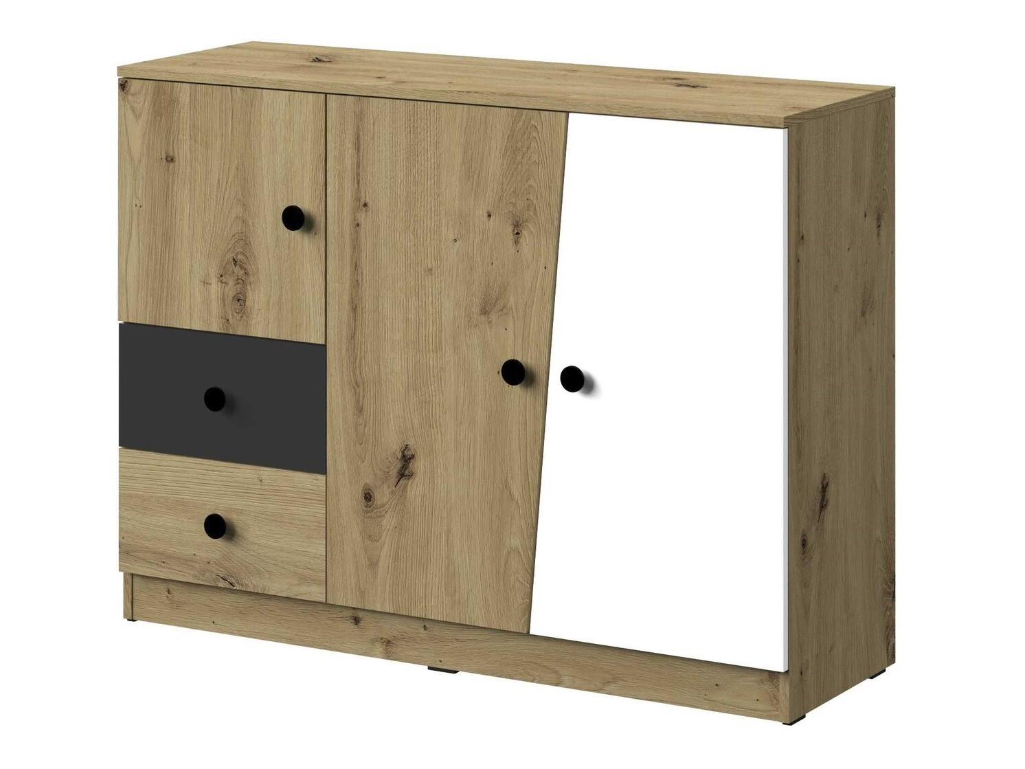 Ladekast Mirelbu 106 (Artisan eiken + Wit + Zwart)
