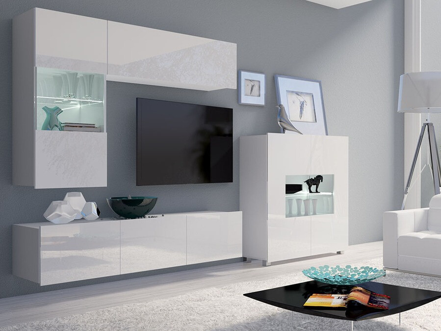 Dressoir Tivdalu 100 (Wit + Glanzend wit)