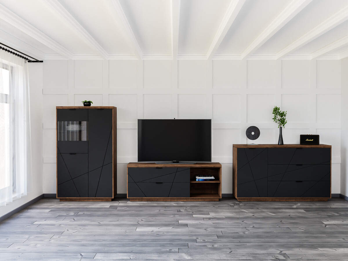 Woonkamerset Fivale 110 (Donker delano-eik + Matzwart)