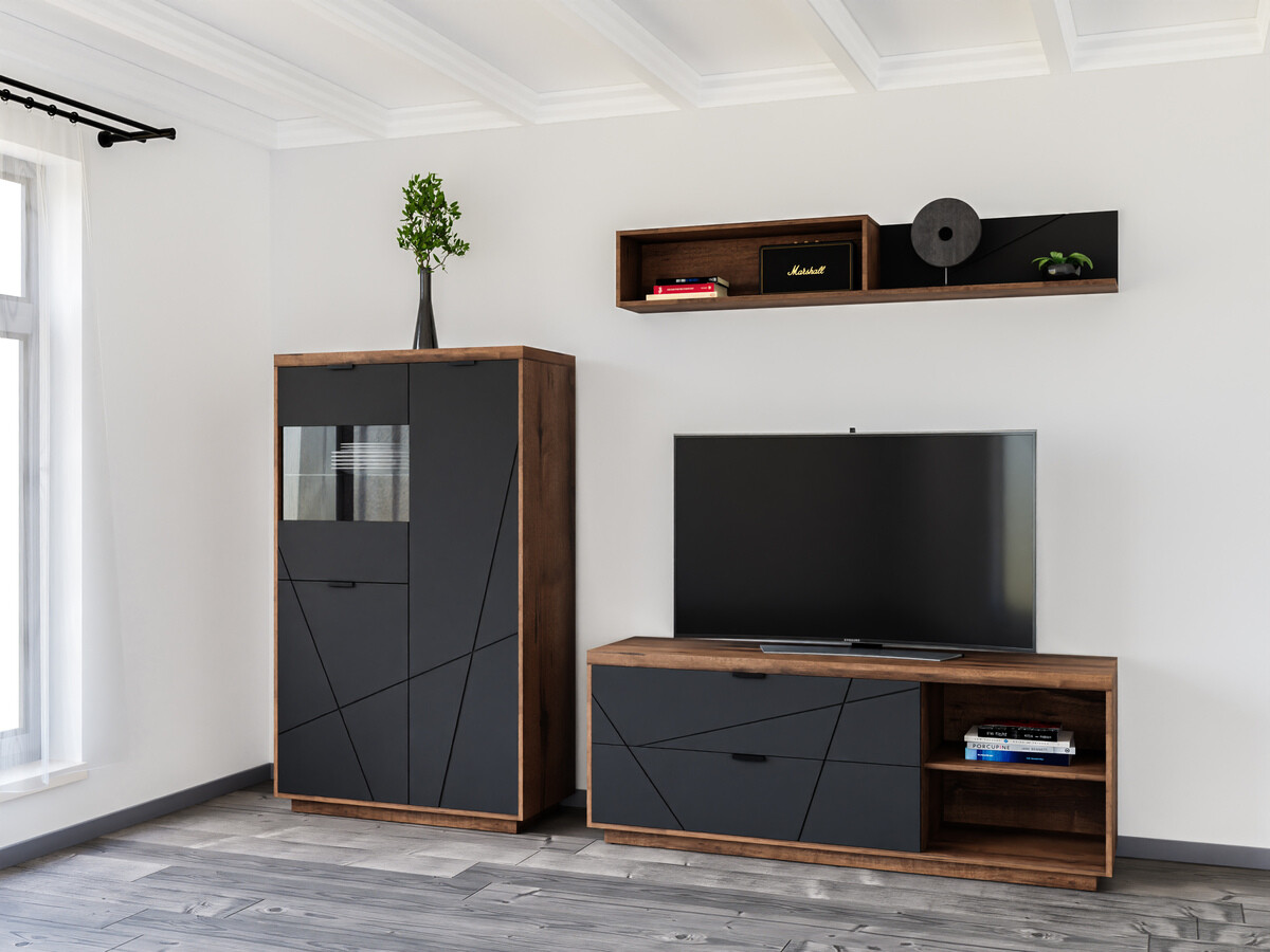 Woonkamerset Fivale 111 (Donker delano-eik + Matzwart)