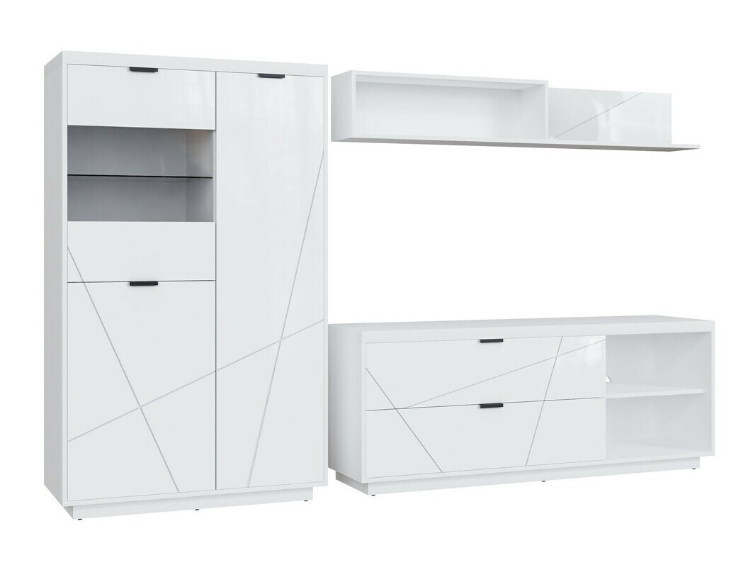 Woonkamerset Fivale 111 (Glanzend wit + Wit)