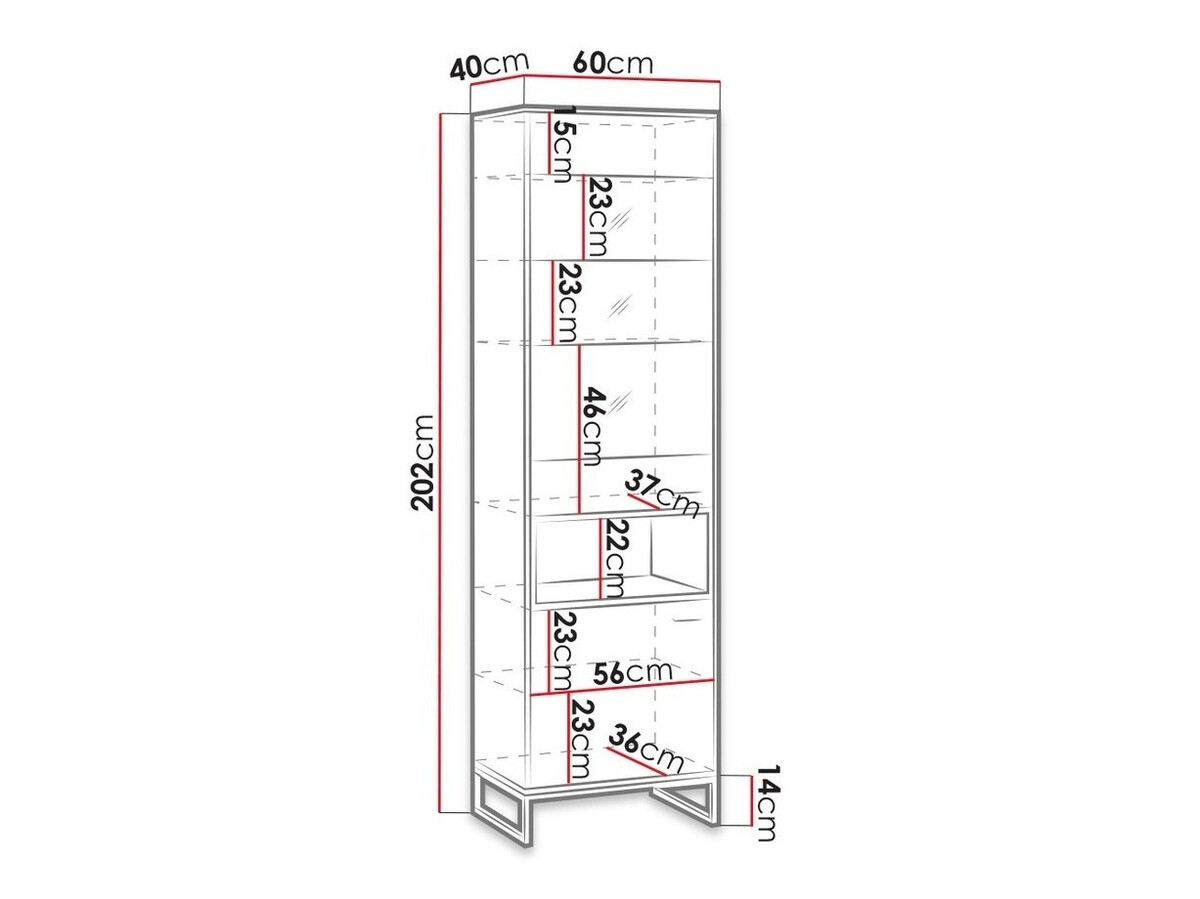 Boekenkast Baltesi 120 (Artisan eiken + Zwart)