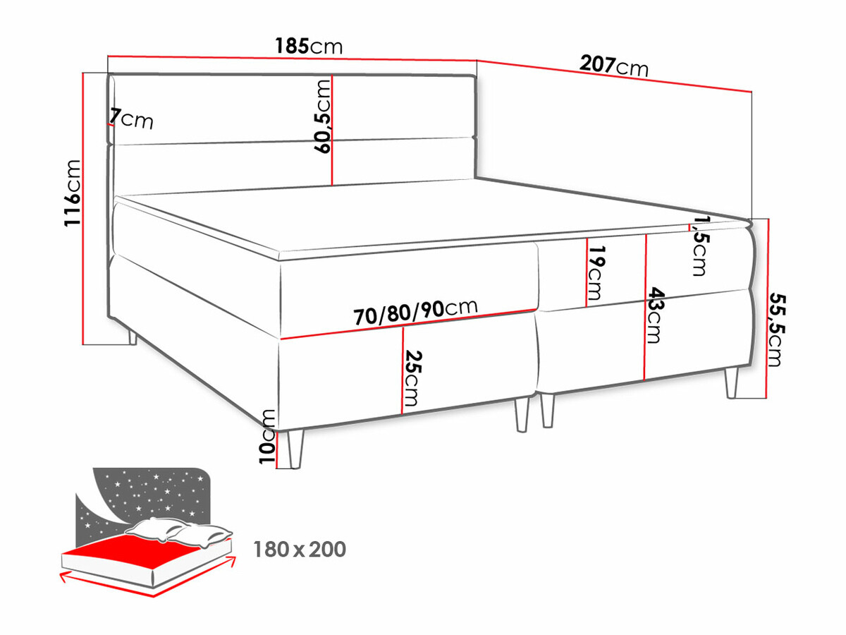 Boxspring Memphis 135 (Itaka 27)