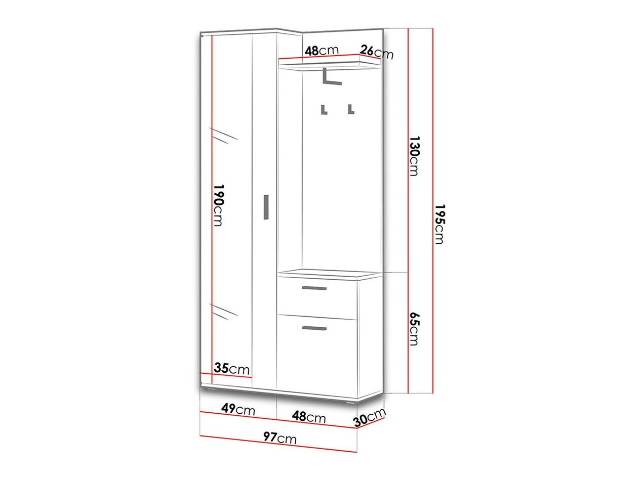 Gangmeubelset Pavo (Sonoma eik + Wit)