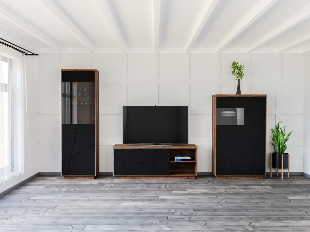 Woonkamerset Fivale 112 (Donker delano-eik + Matzwart)