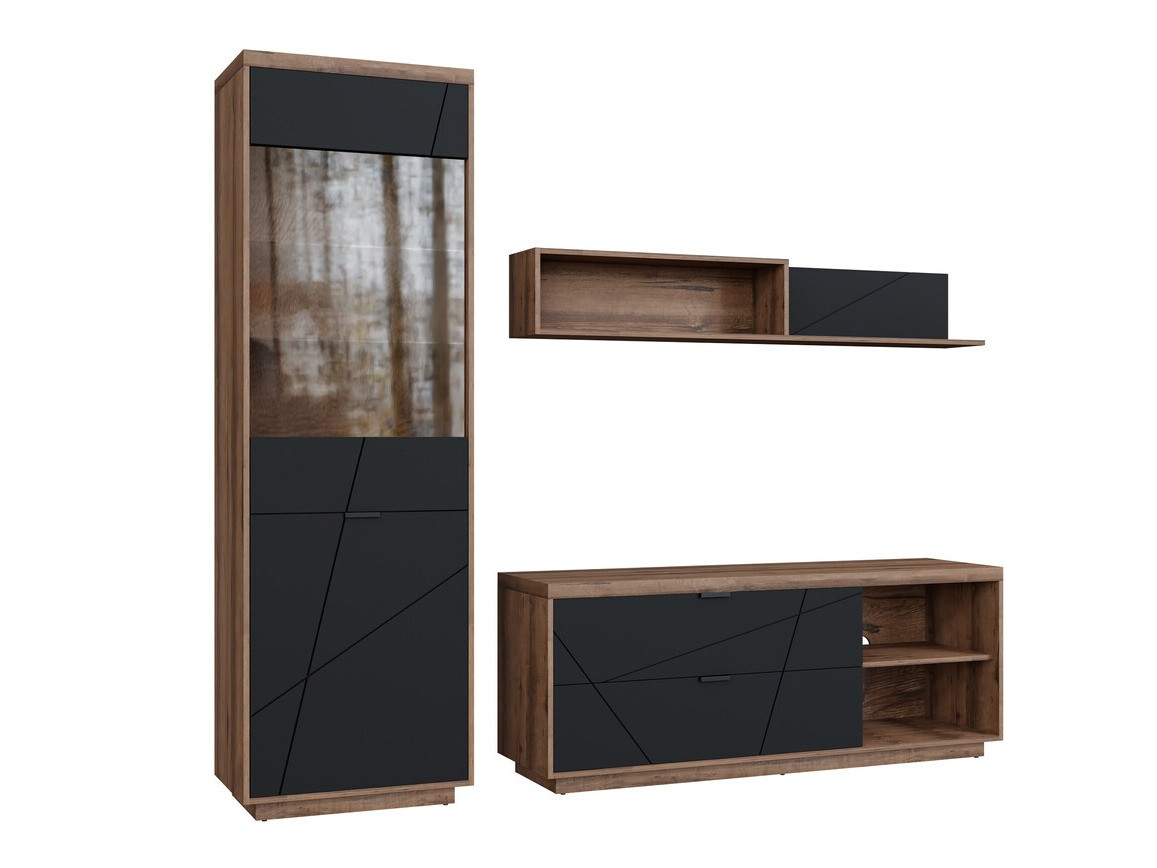 Woonkamerset Fivale 113 (Donker delano-eik + Matzwart)