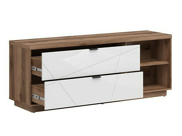 Woonkamerset Fivale 114 (Donker delano-eik + Glanzend wit)