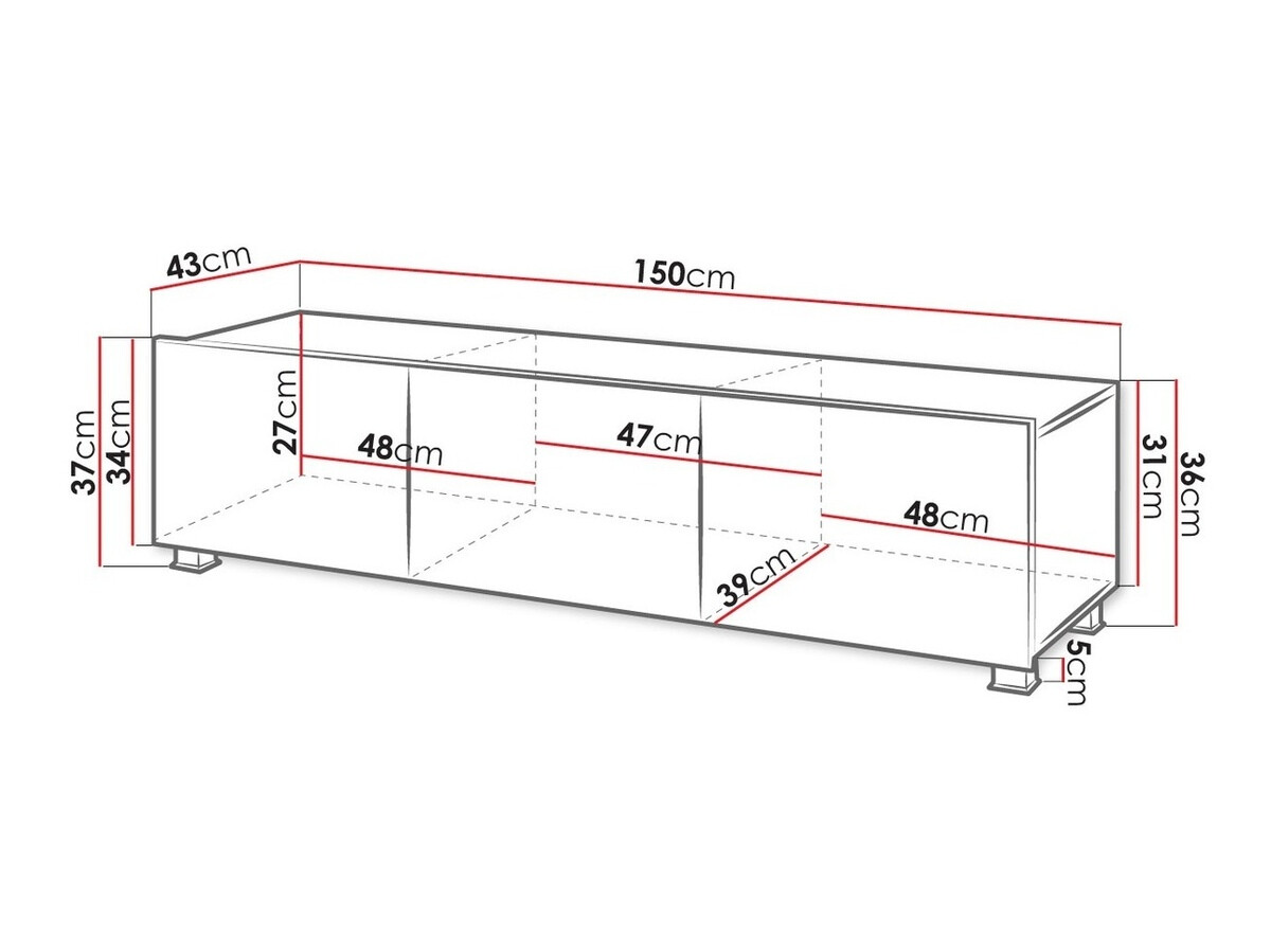 TV-meubel Tivdalu 103 (Zwart + Glanzend zwart)