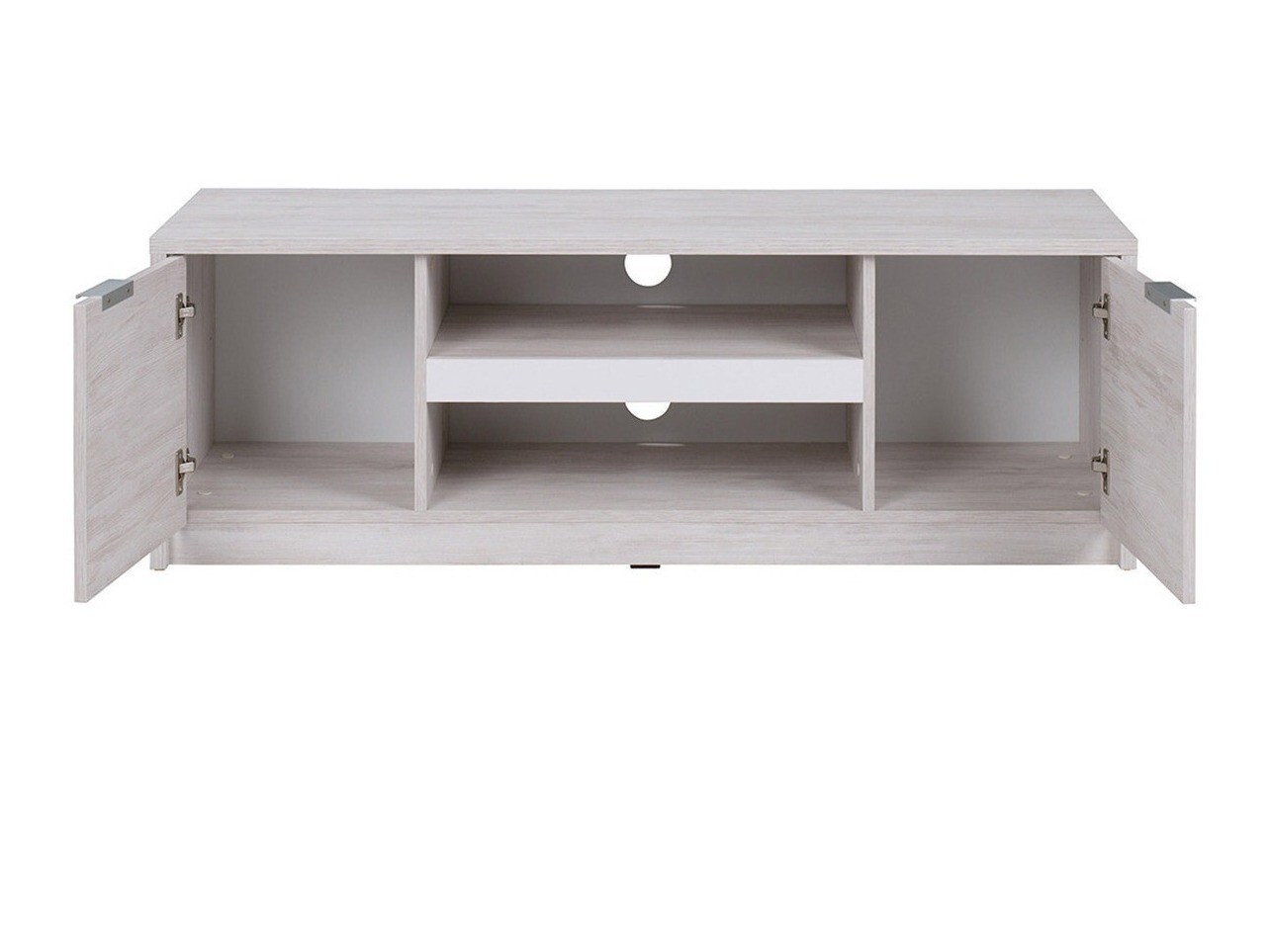 Woonkamerset Fivelbo 114 (Gebleekt eiken + Glanzend wit)