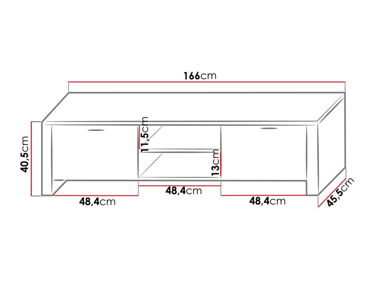 TV-meubel Nashville 104 (Wit + Glanzend zwart)