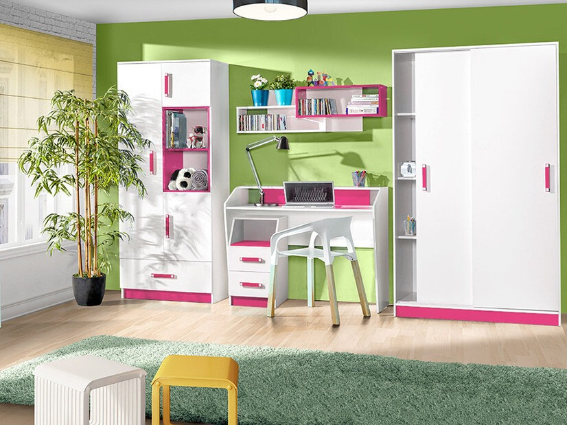 Kledingkast Lorlare 115 (Wit + Roze)