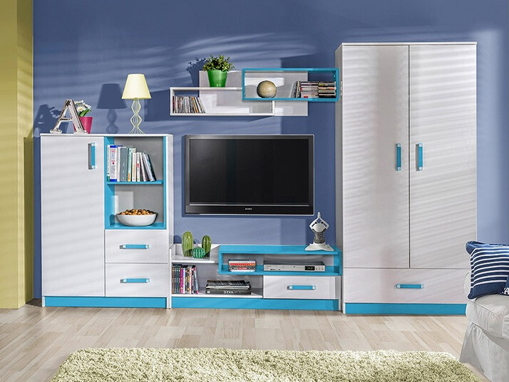 TV-meubel Lorlare 111 (Wit + Turquoise)