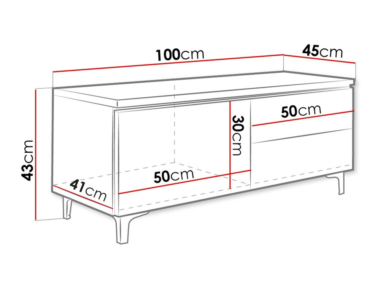 TV-meubel Uva III (Wit + Glanzend zwart)