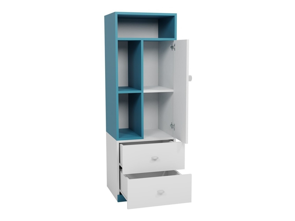 Boekenkast Omaha E106 (Wit + Turquoise)