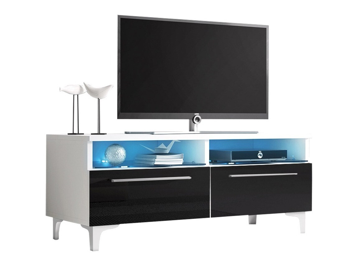 TV-meubel Nashville 116 (Mat wit + Glanzend zwart)