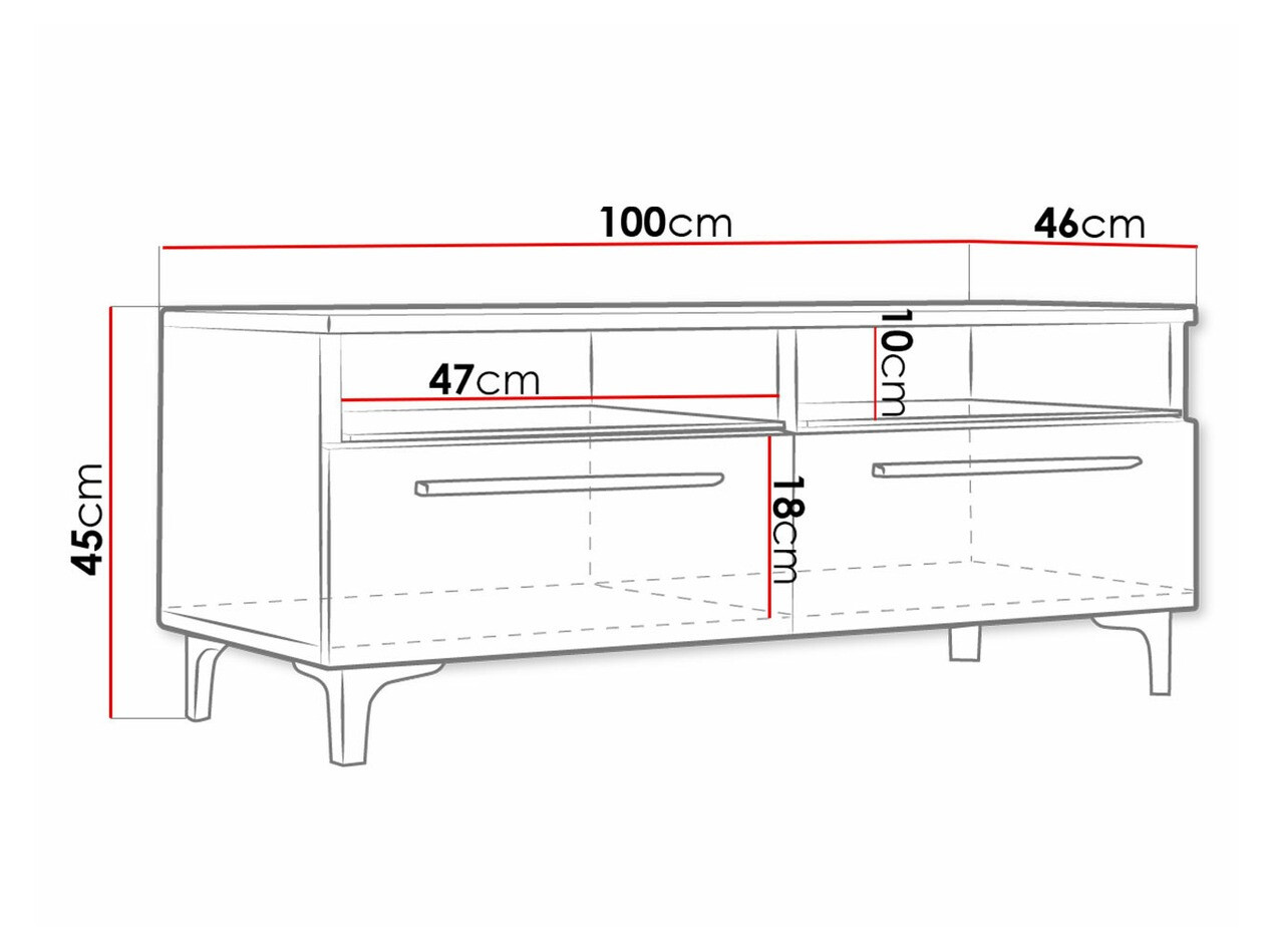 TV-meubel Nashville 116 (Mat wit + Glanzend zwart)