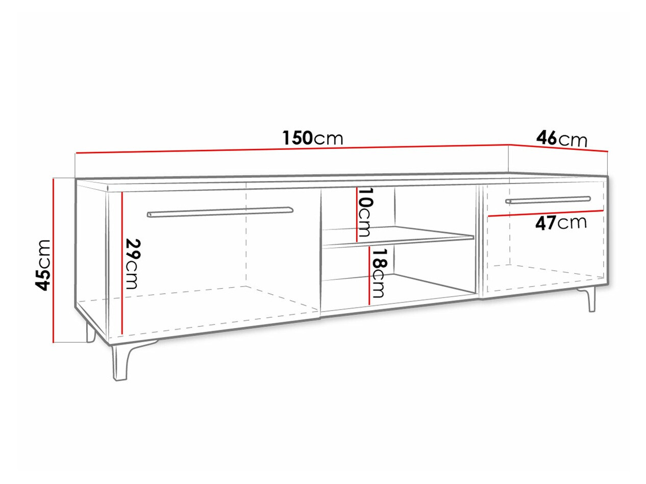 TV-meubel Nashville 120 (Wit + Glanzend zwart)
