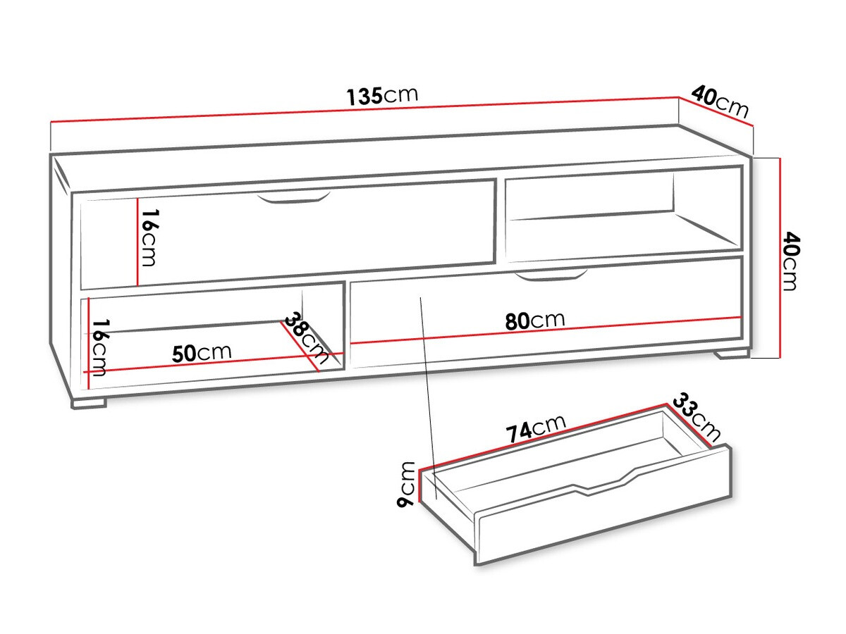 TV-meubel Providence 137 (Grafiet + Artisan eiken + Wit)