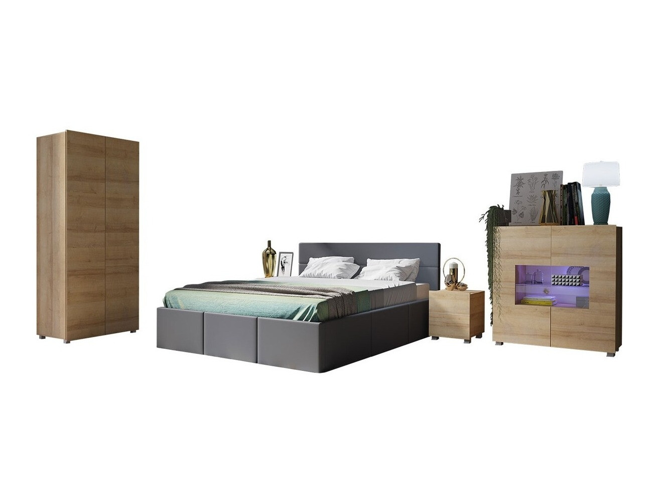 Slaapkamer set Tivdalu 130 (Eco leder Soft 020)