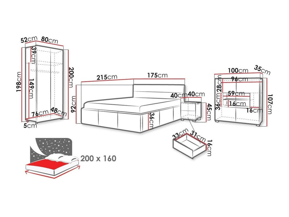 Slaapkamer set Tivdalu 130 (Eco leder Soft 020)