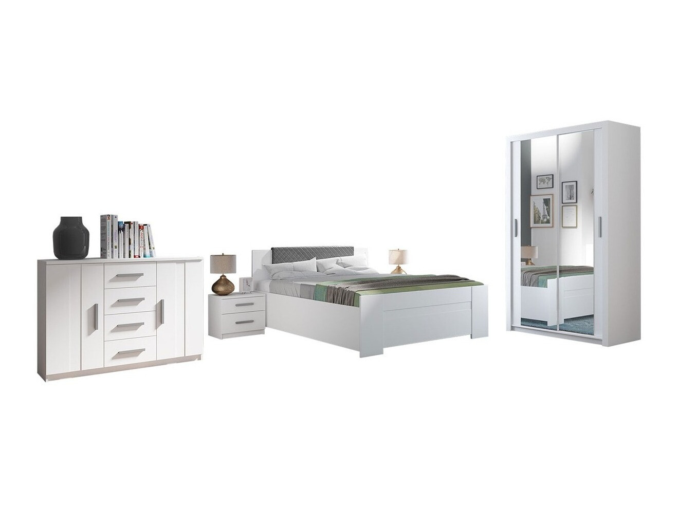 Slaapkamer set Catromi 112 (Wit + Soft Pik 029)