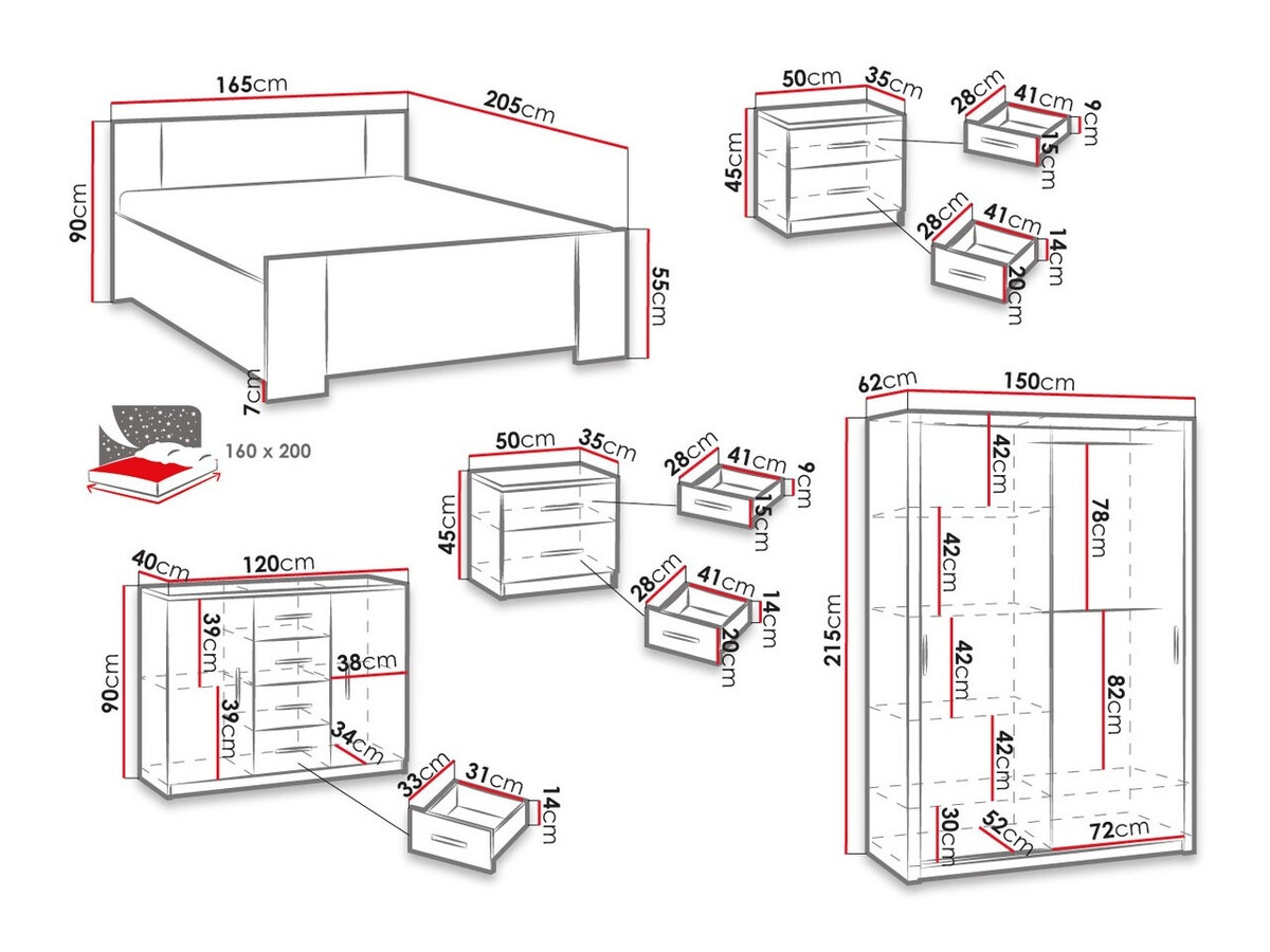 Slaapkamer set Catromi 113 (Artisan eiken + Soft Pik 029)
