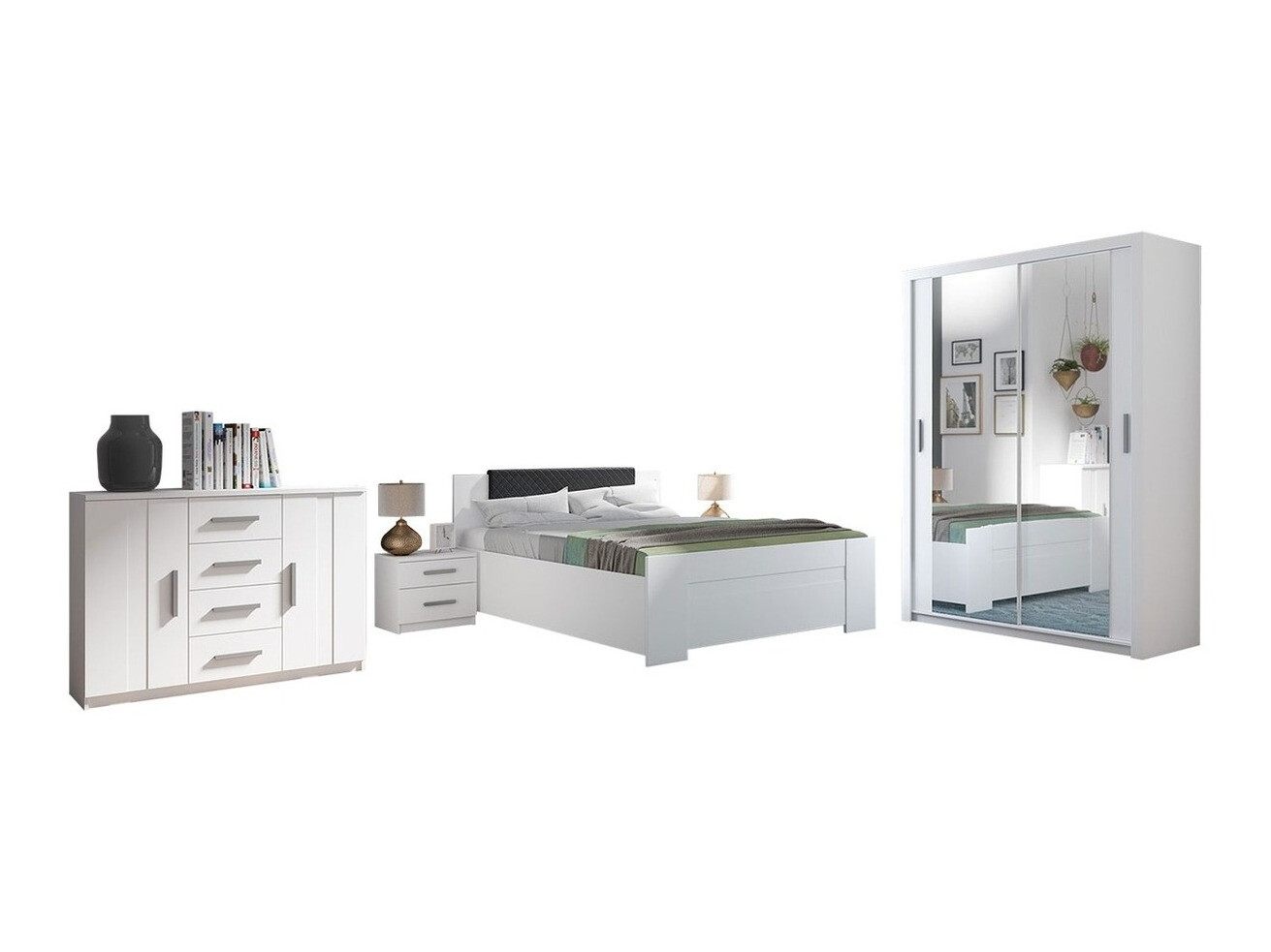 Slaapkamer set Catromi 113 (Wit + Soft Pik 011)