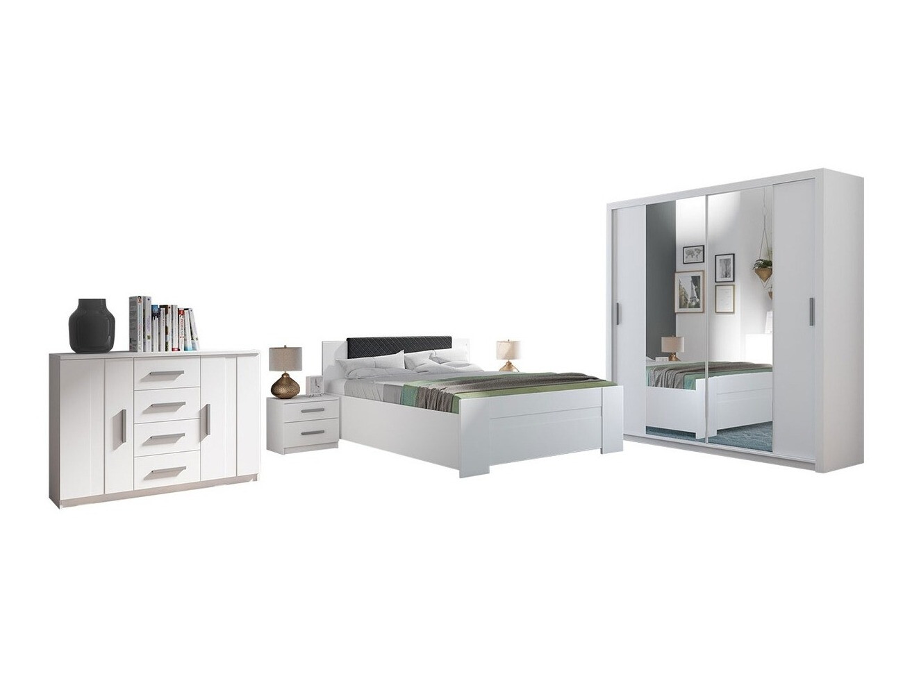 Slaapkamer set Catromi 114 (Wit + Soft Pik 011)