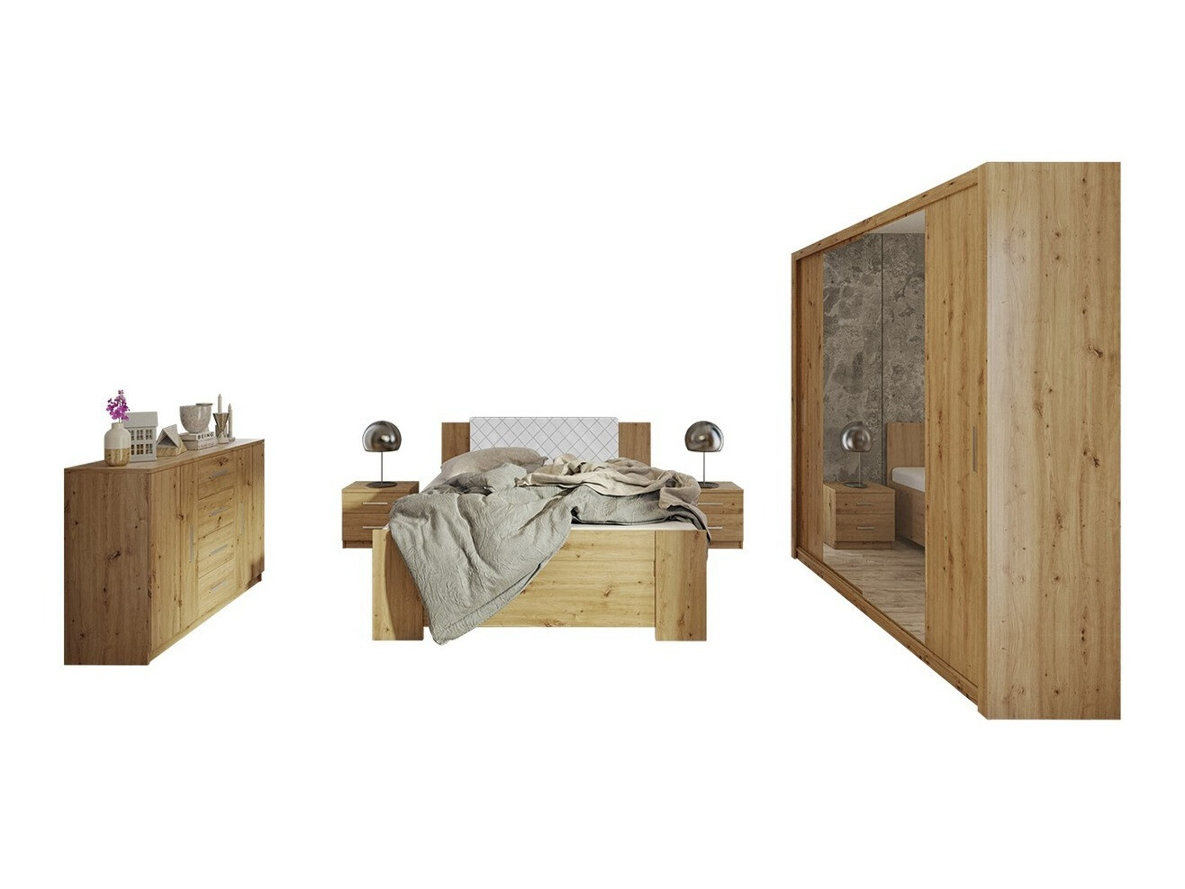 Slaapkamer set Catromi 115 (Artisan eiken + Soft Pik 017)