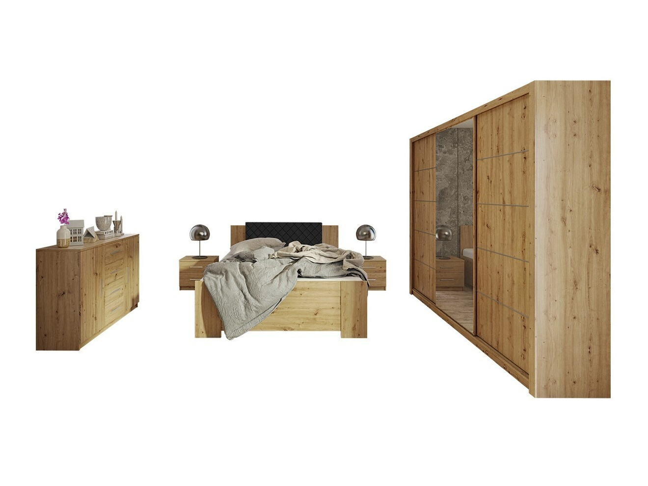 Slaapkamer set Catromi 116 (Artisan eiken + Soft Pik 011)