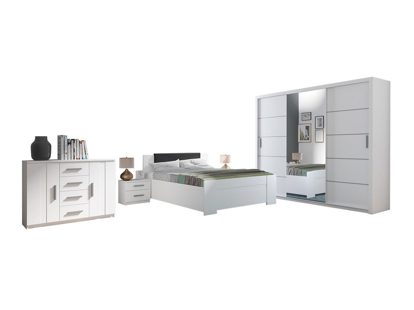 Slaapkamer set Catromi 116 (Wit + Soft Pik 011)