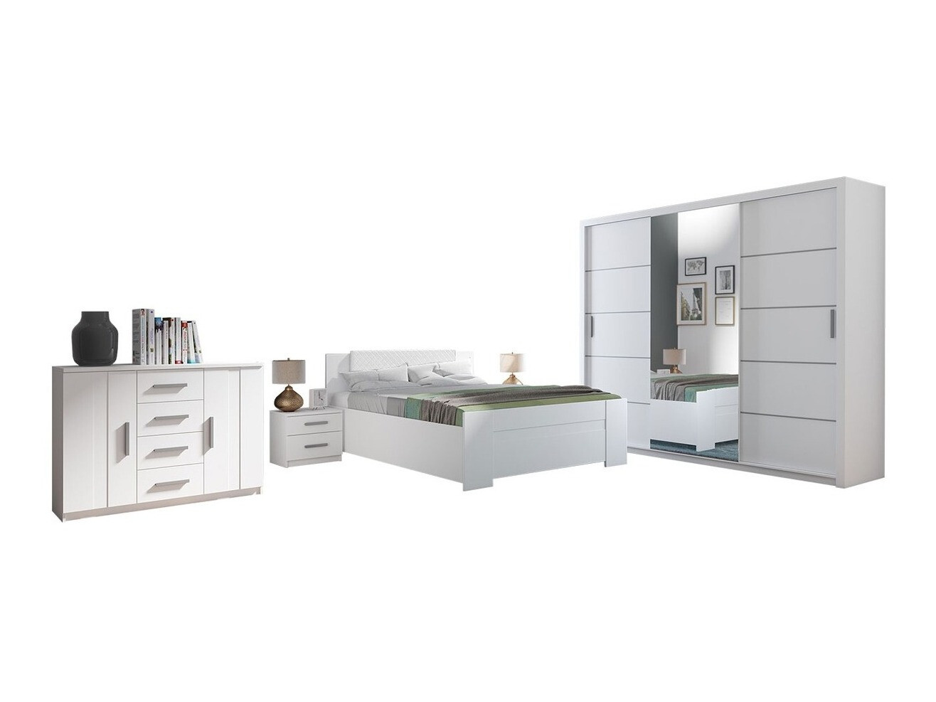 Slaapkamer set Catromi 116 (Wit + Soft Pik 017)