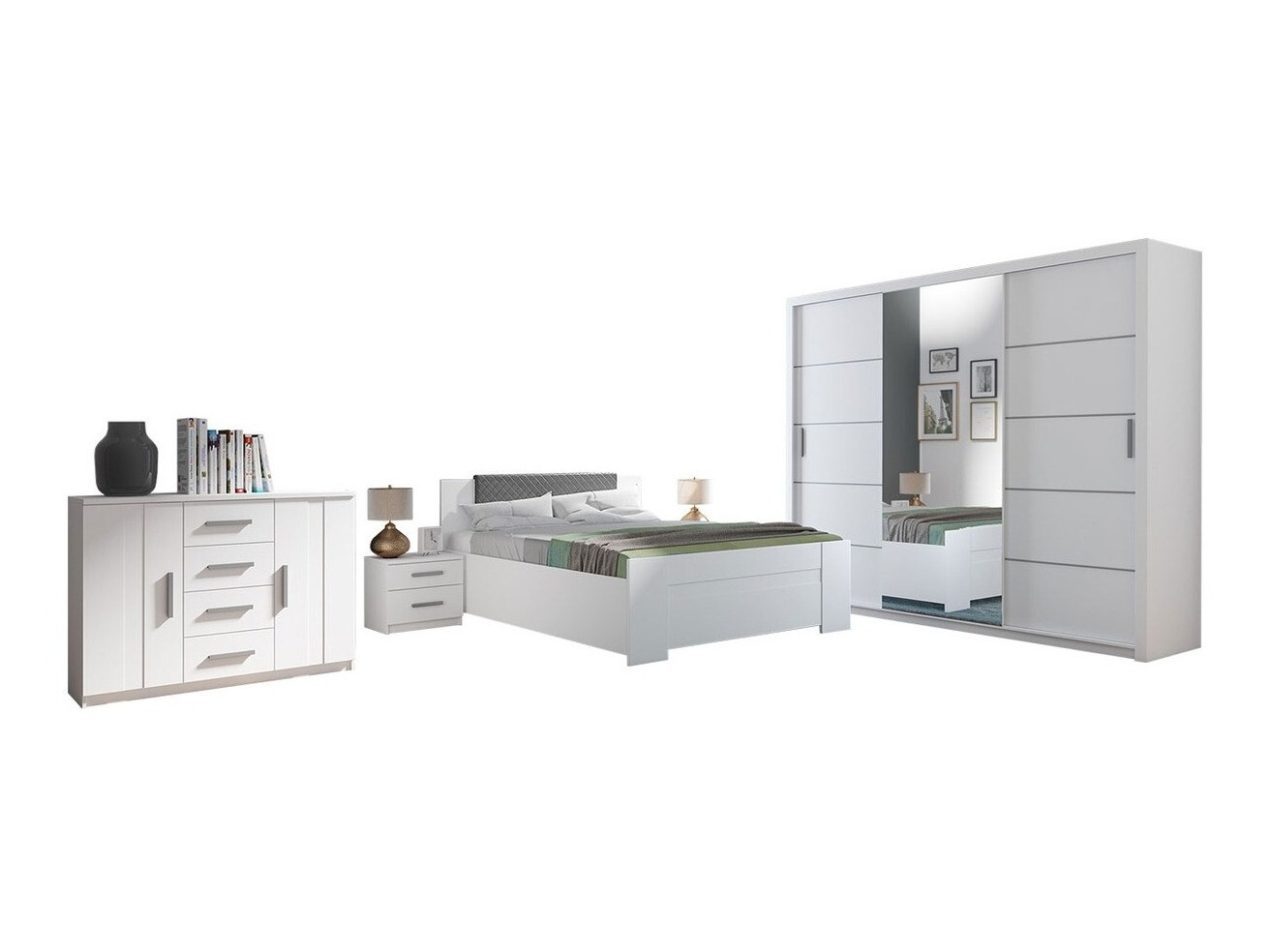 Slaapkamer set Catromi 116 (Wit + Soft Pik 029)