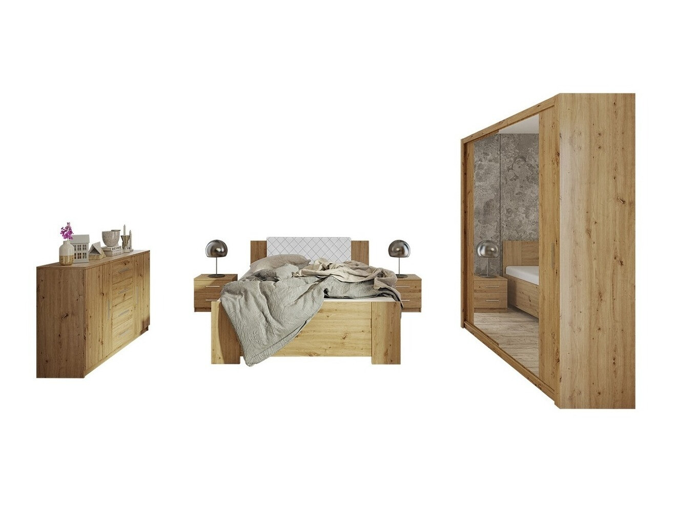Slaapkamer set Catromi 121 (Artisan eiken + Soft Pik 017)